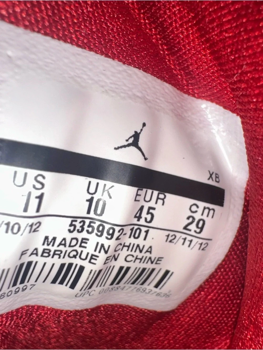 Nike Air Jordan 1 Retro V.1 Chukka 'White Gym Red' Black Mens  SZ 11 535992-101